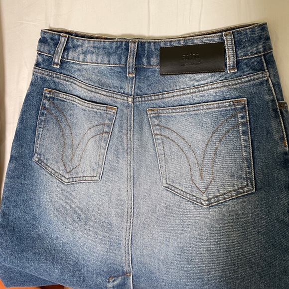 Ami Paris Denim Midi Skirt 28 - Picture 4 of 13
